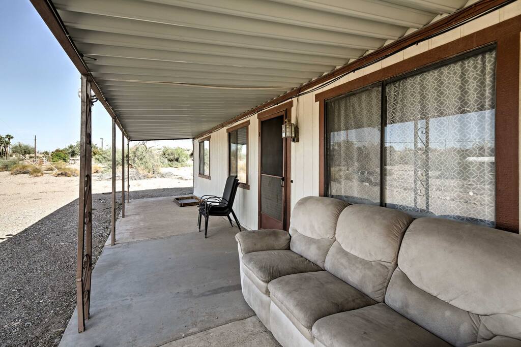 Beat the heat by hanging out in the shade under the covered front porch.