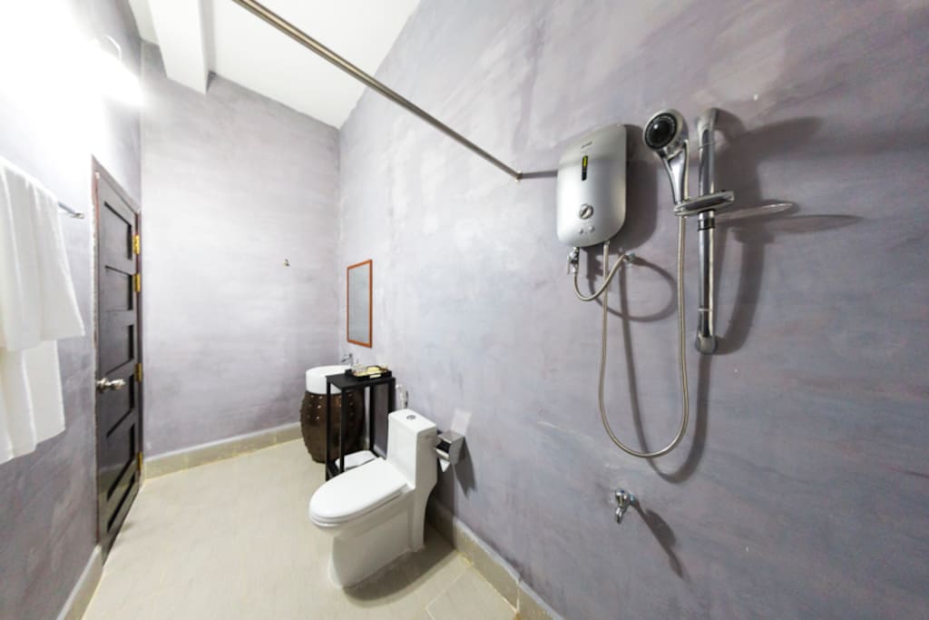 Shower room with hot water and separate shower