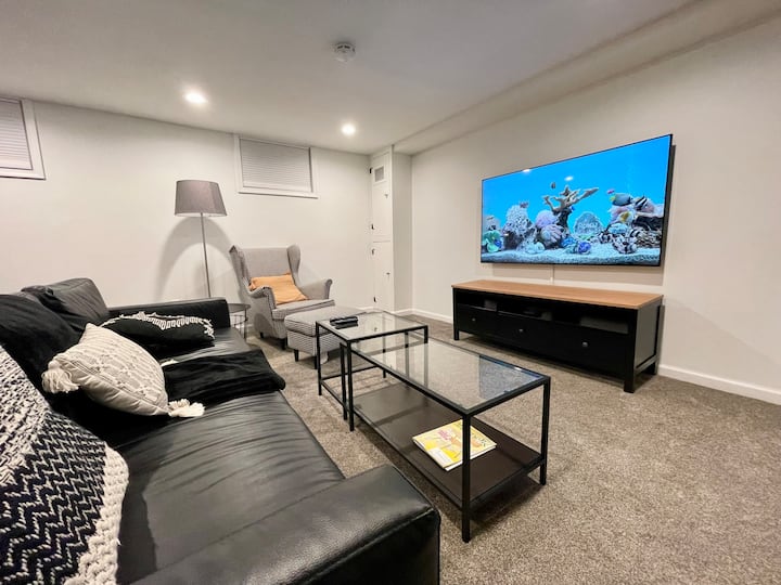 Den 65" TV with Hulu, HBOMax, Disney+, YouTube TV