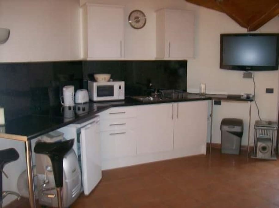 large fridge hob microwave in ourlarge kitchen