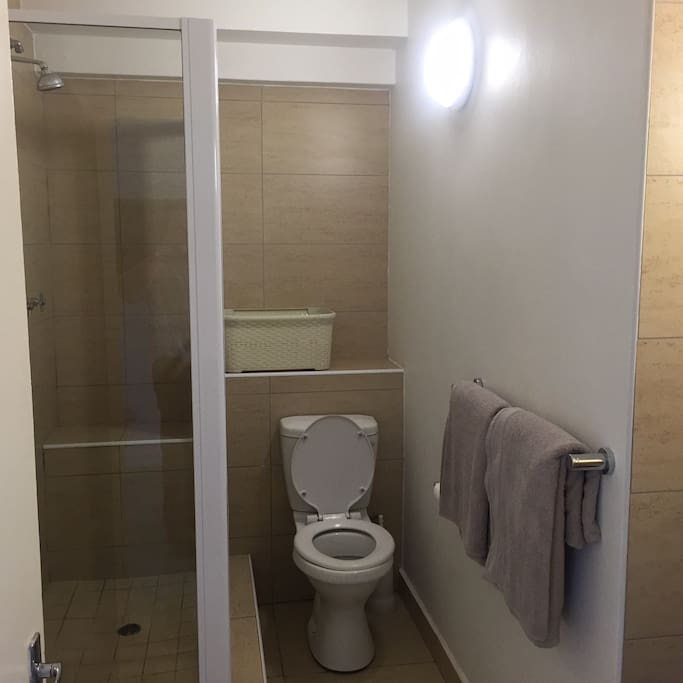 Bathroom with shower only.