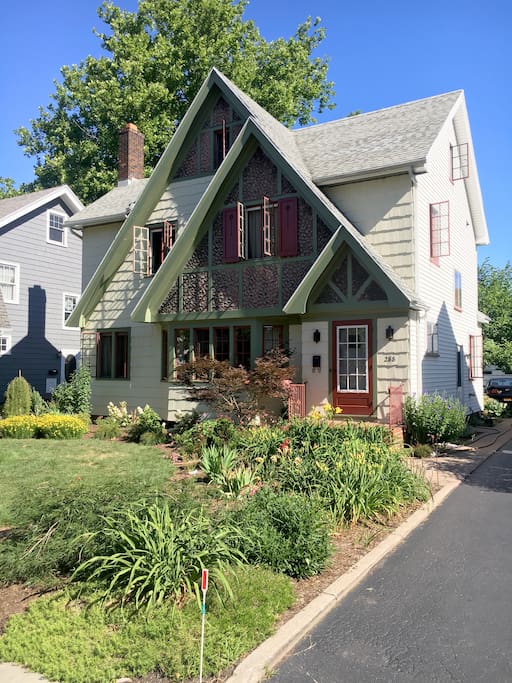 The exterior of our house is quite distinctive with its triple gables.