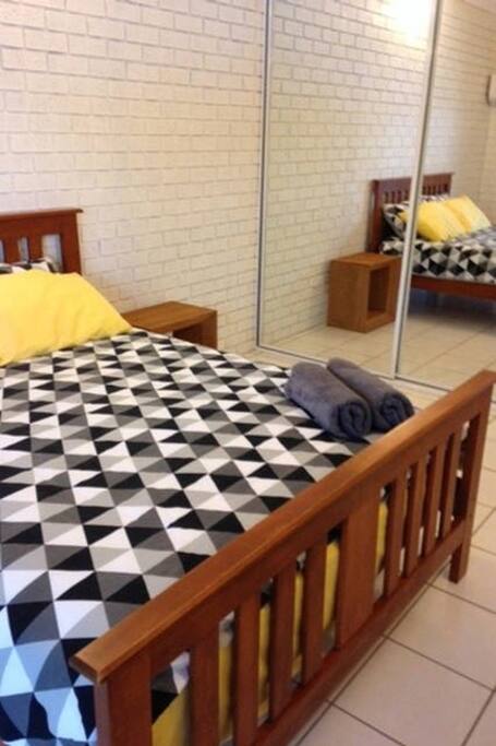 Both bedrooms have large built-in robes. A place to store your case and hang your clothes. Coat hangers supplied.