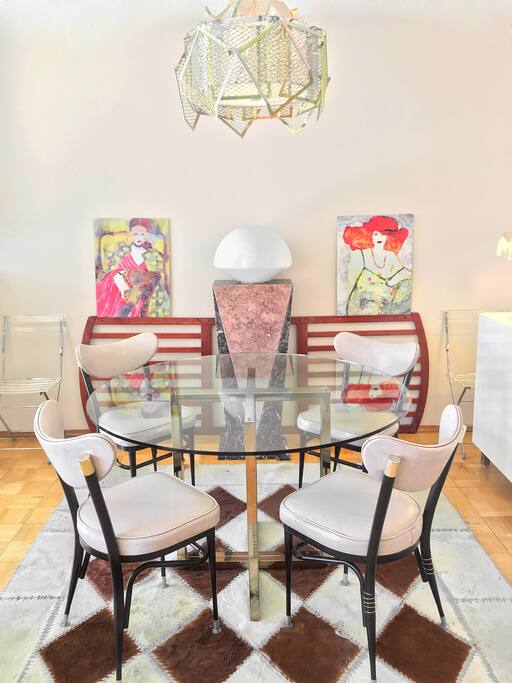 Dining Room with Gorgous Marble Art Deco Lighting
