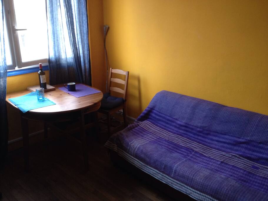 The yellow living room