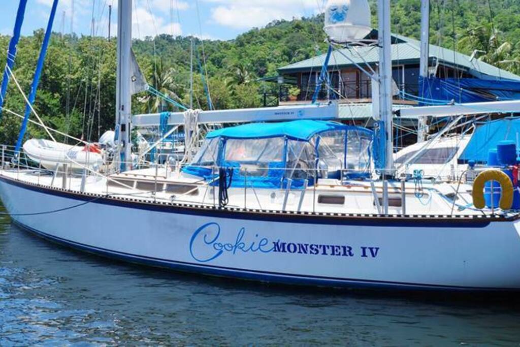 Cookie Monster at the marina in Chaguaramas, Trinidad