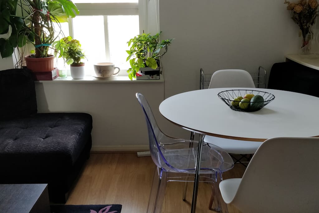 Dining table and sofa
