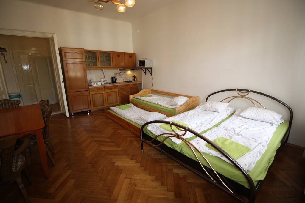 4 bed arrangement wadrobe, dining table chairs4 bed arrangement