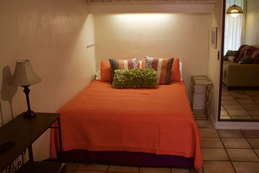 Comfy queen bed.