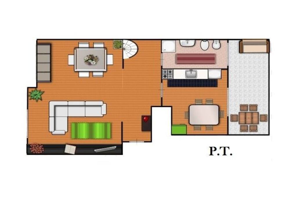 Ground floor (the outdoor courtyard is too much big unlike the pic)