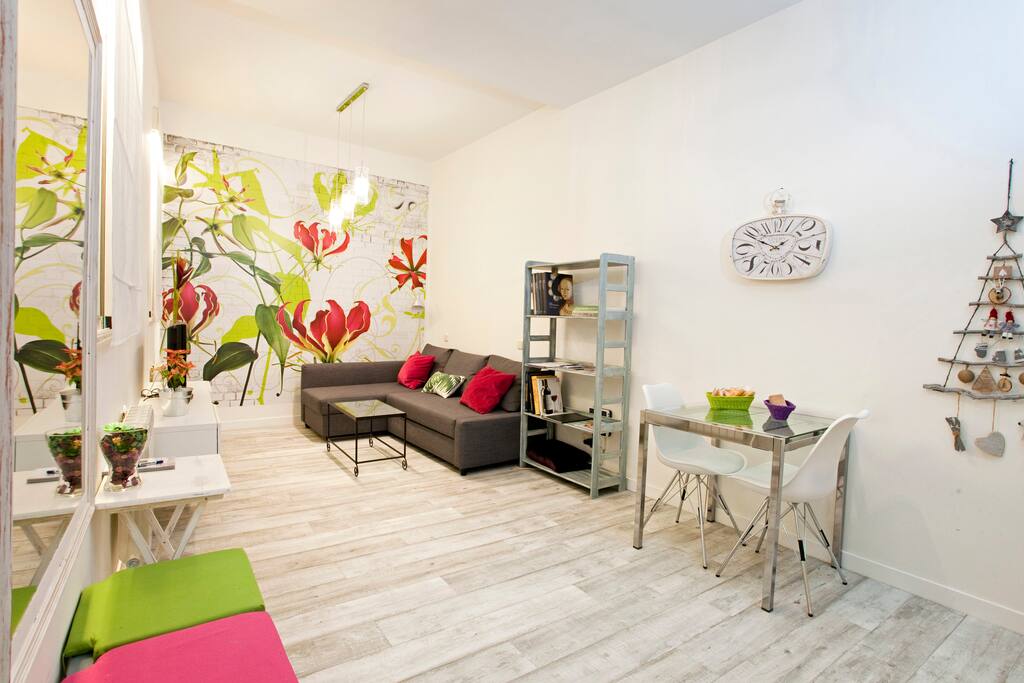 Salón, panorámica con nuevo sofá-cama