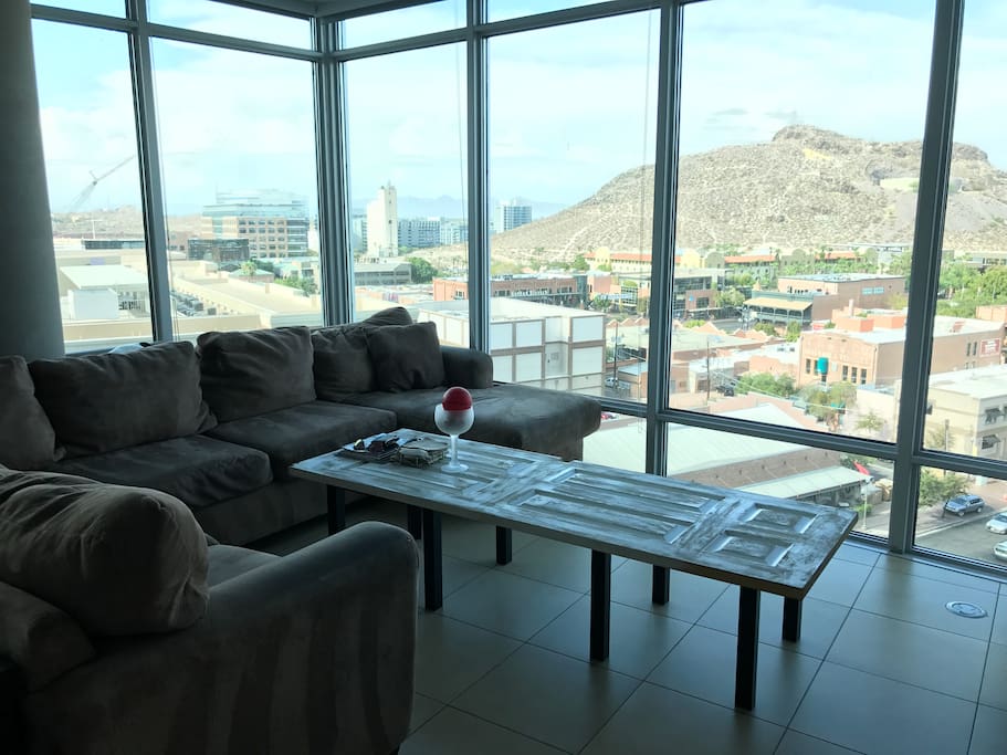Living Room, overlooking the city and "A mountain"