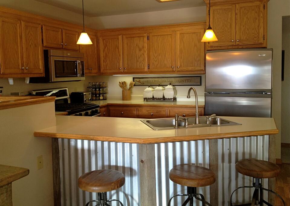 Open updated kitchen and bar