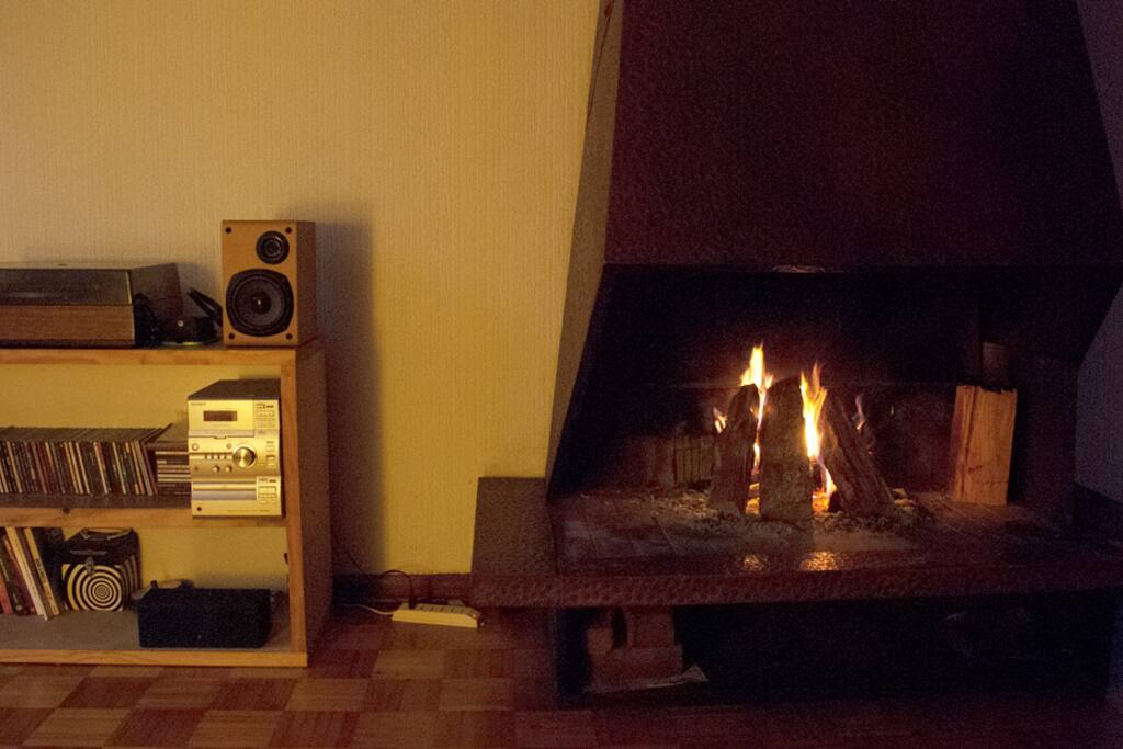 Living con chimenea