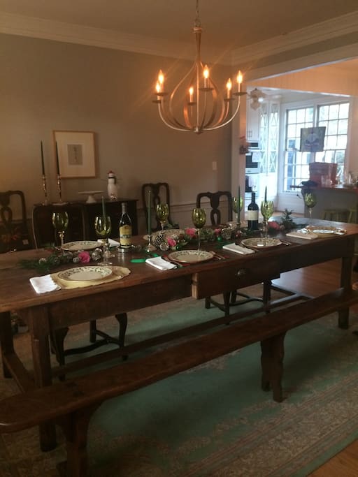 Dining room with French farmhouse table