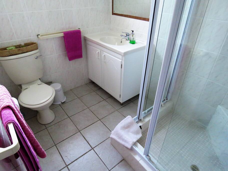 mit Toilette und Dusche