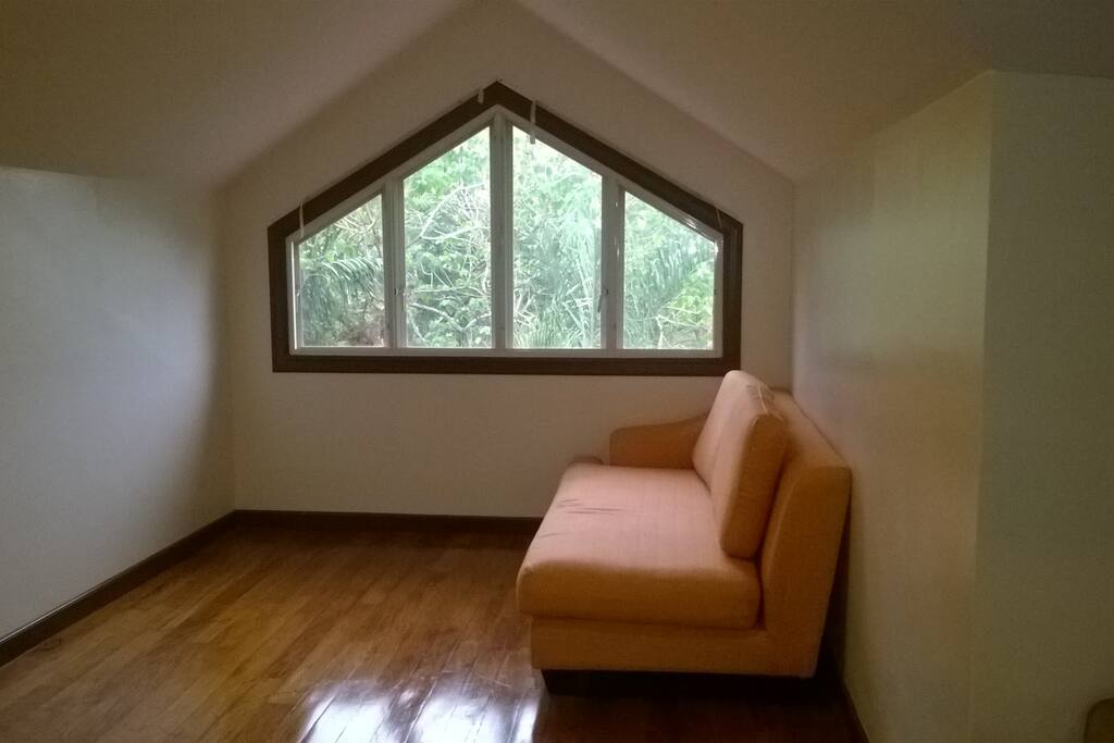 Attic for group bookings, window side (house under renovation)