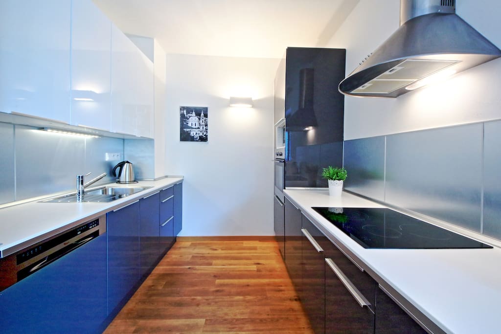 fully equipped kitchen - stove, oven, microwave, dishwasher, fridge, coffeemachine, etc.