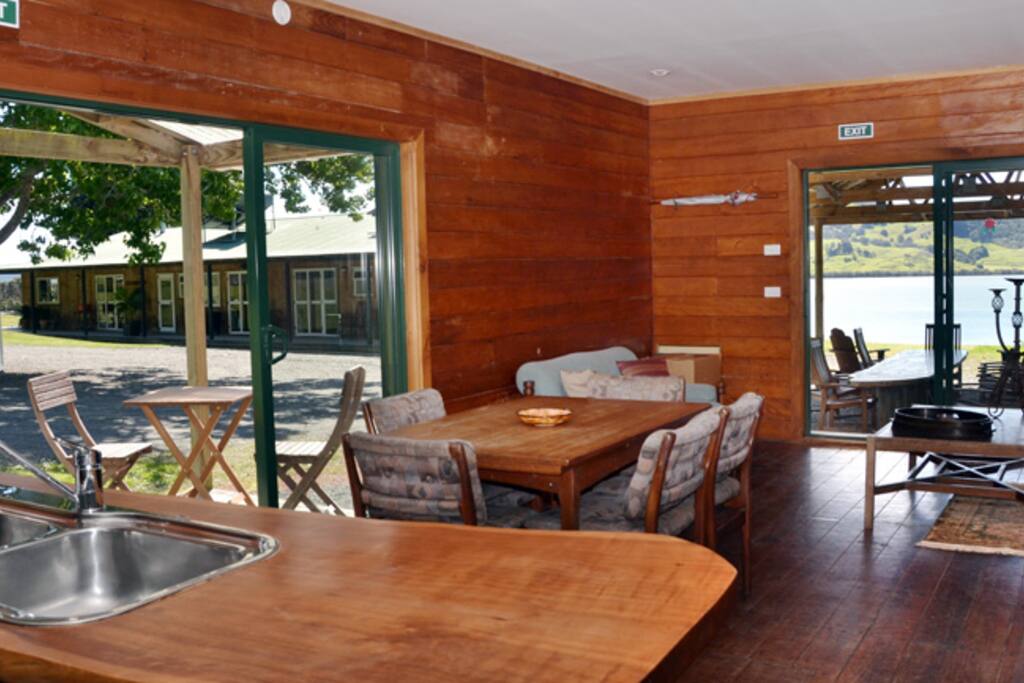 Guest kitchen and lounge in 1880's winery