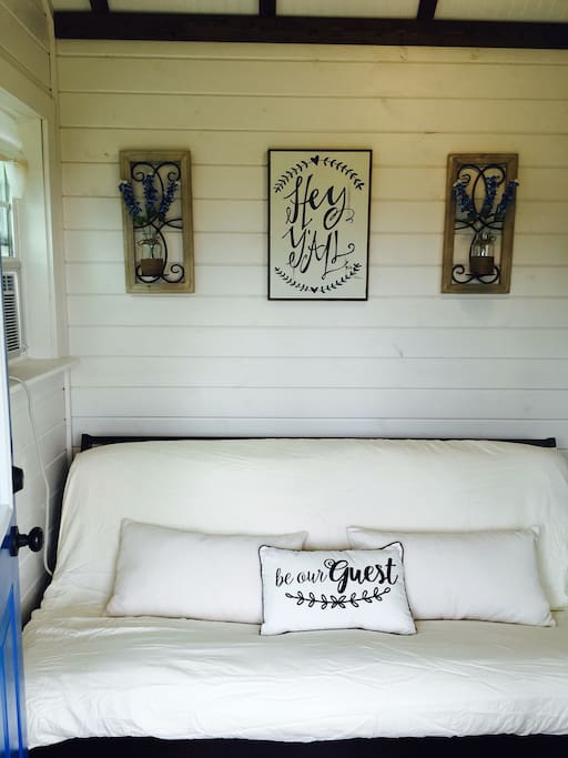 Full-size futon in Bluebonnet