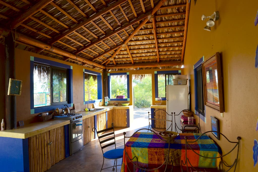 outdoor kitchen and dining room