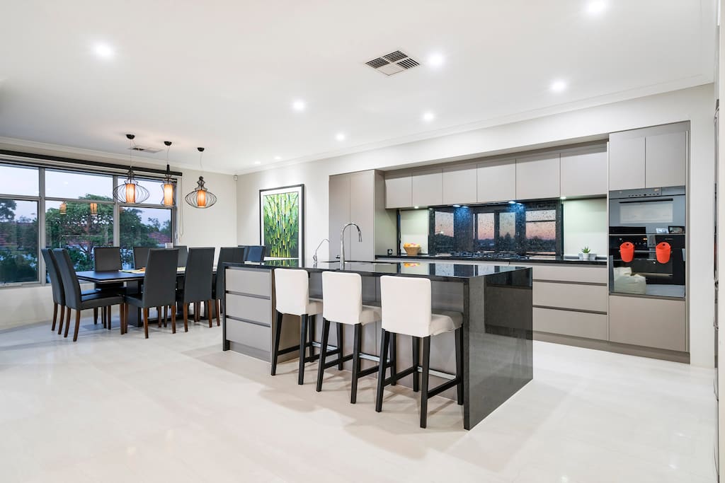 Kitchen and dining room.