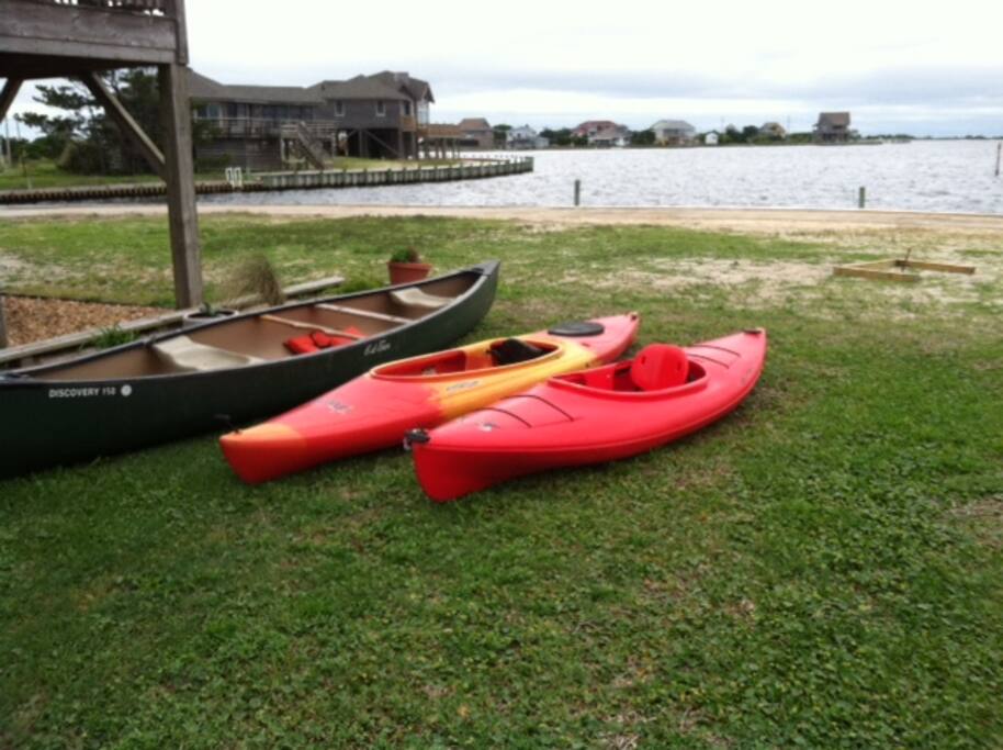 Kayaks and canoe