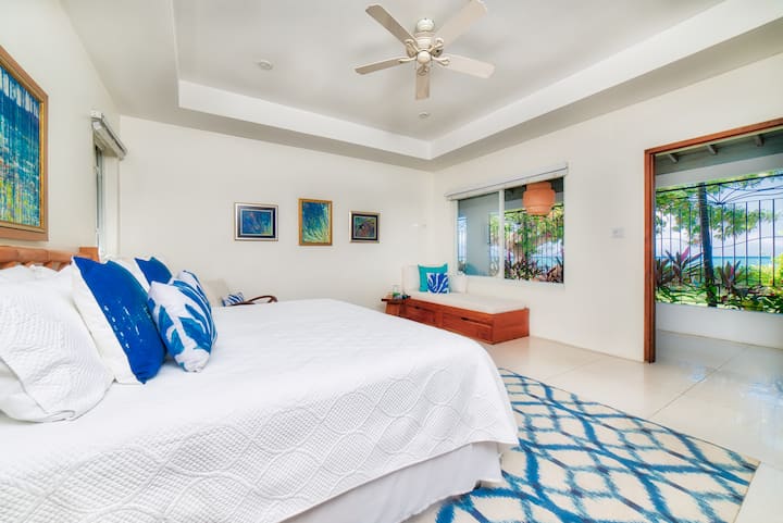 Dormitorio 3:      16x18 pies
Cama tamaño king y un sofá cama, baño en suite, aire acondicionado, ventilador de techo, jardín, piscina y vistas turquesas del mar Caribe


