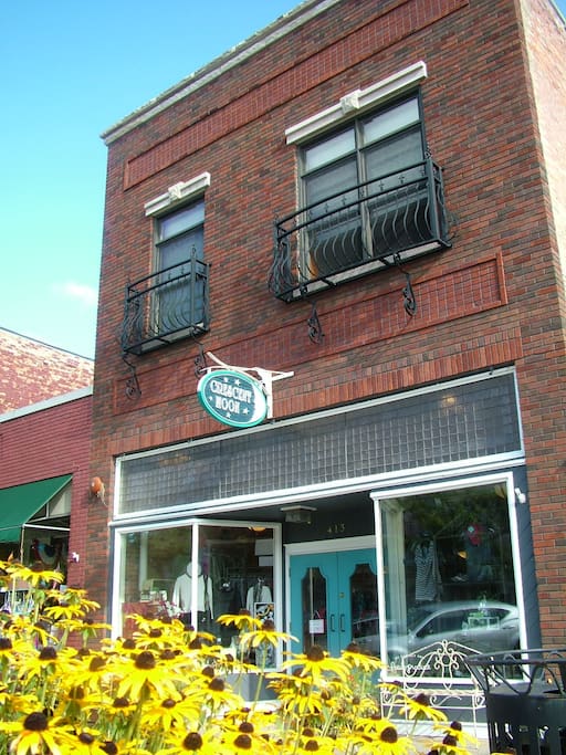 Front view of the building, loft above