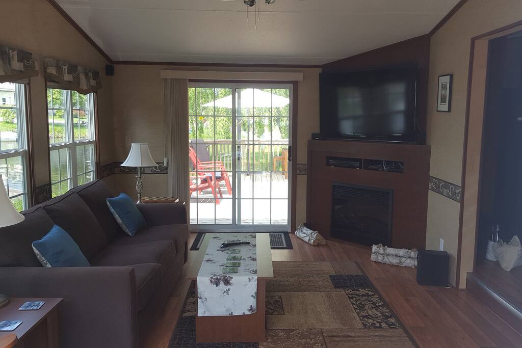 Enjoy the fireplace while watching TV.
