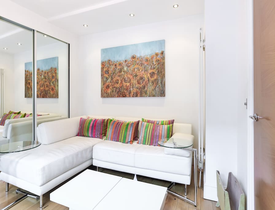 Bright living room with sofa to relax in after a long day