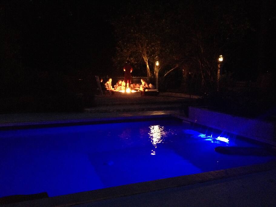 Pool & Fire Pit Night View