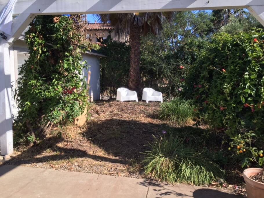 Enjoy this sitting area with views of the beautiful Santa Barbara mountains,