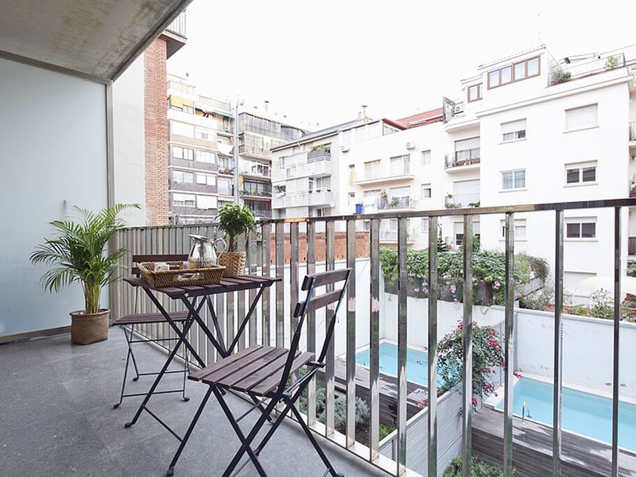 Terraza privada con vistas interiores