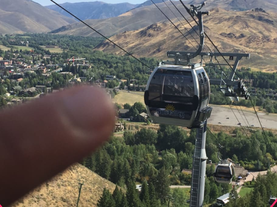 Roughly where my finger is pointing, is where the condo is located. The deck faces the open property to the south. Baldy River Run Base is about 5min walk, and Ketchum city center is about 10min walk.