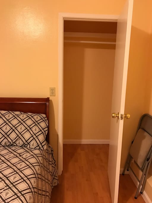 Chair and closet space.