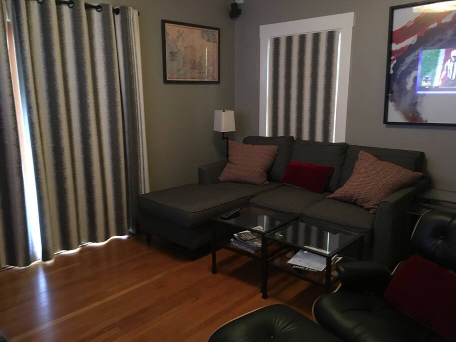 TV rm with queen pullout couch