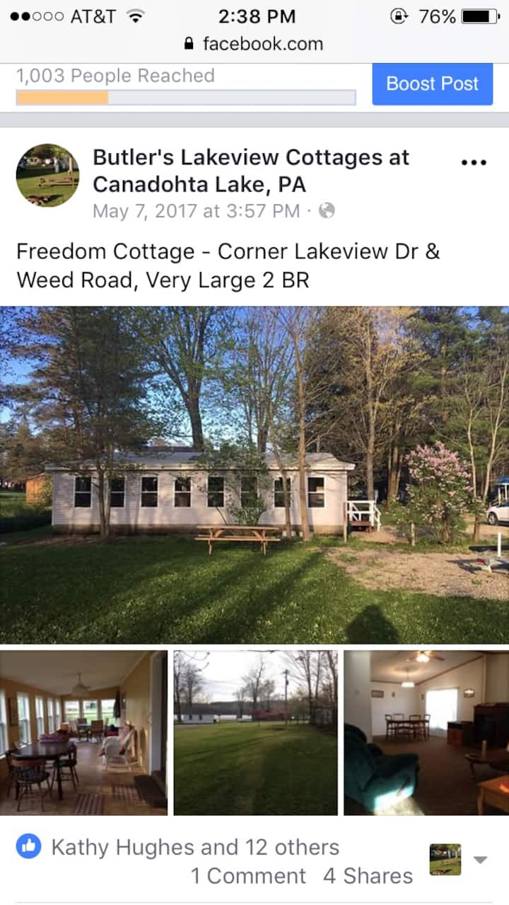Spacious Canadohta Lake Cottage 2 bedroom Cottages for Rent in Union