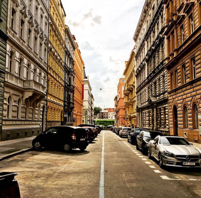 This is a view of the street outside the apartment.
