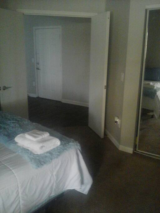 double door bedroom entrance full length mirror