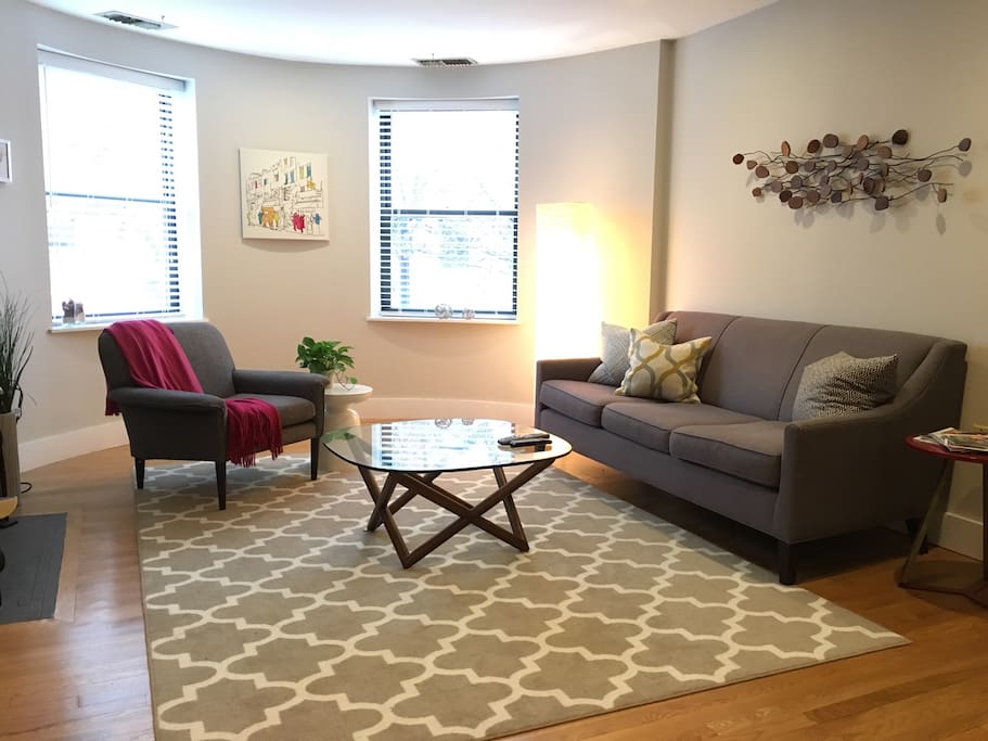Cozy large open living area with tons of sunlight.