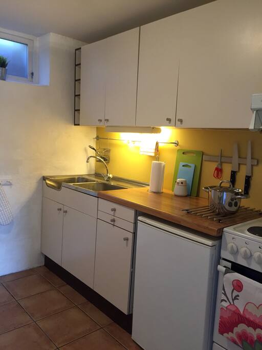 The kitchen is well aquiped.