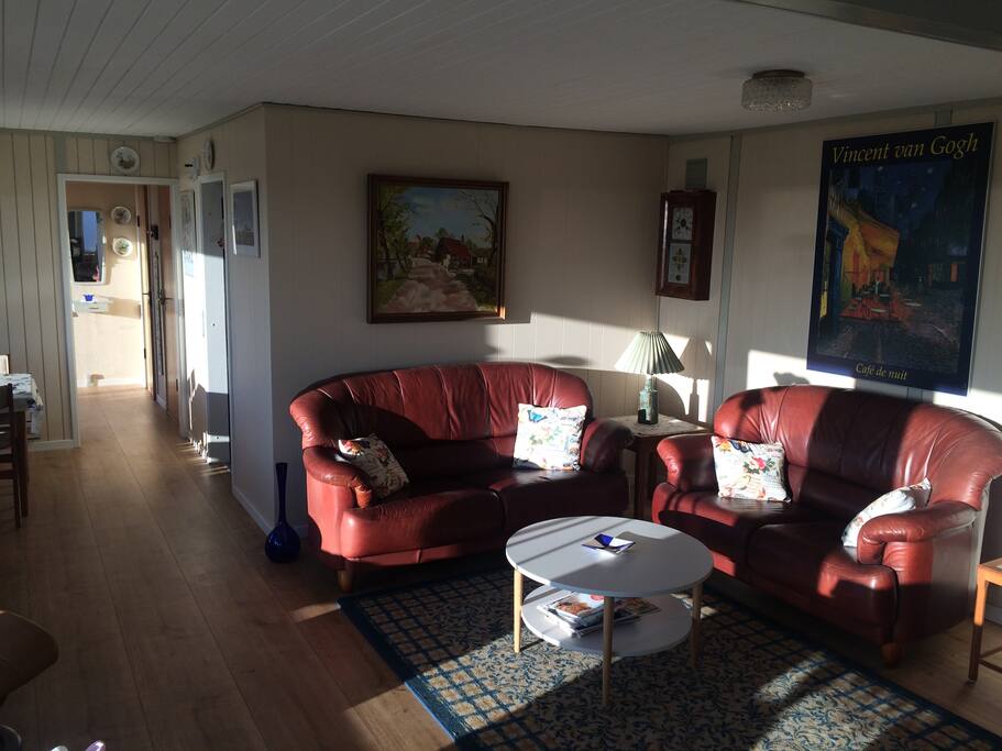 Living room with sunset view.