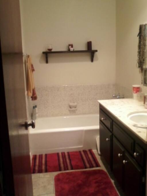 Shower behind the door.