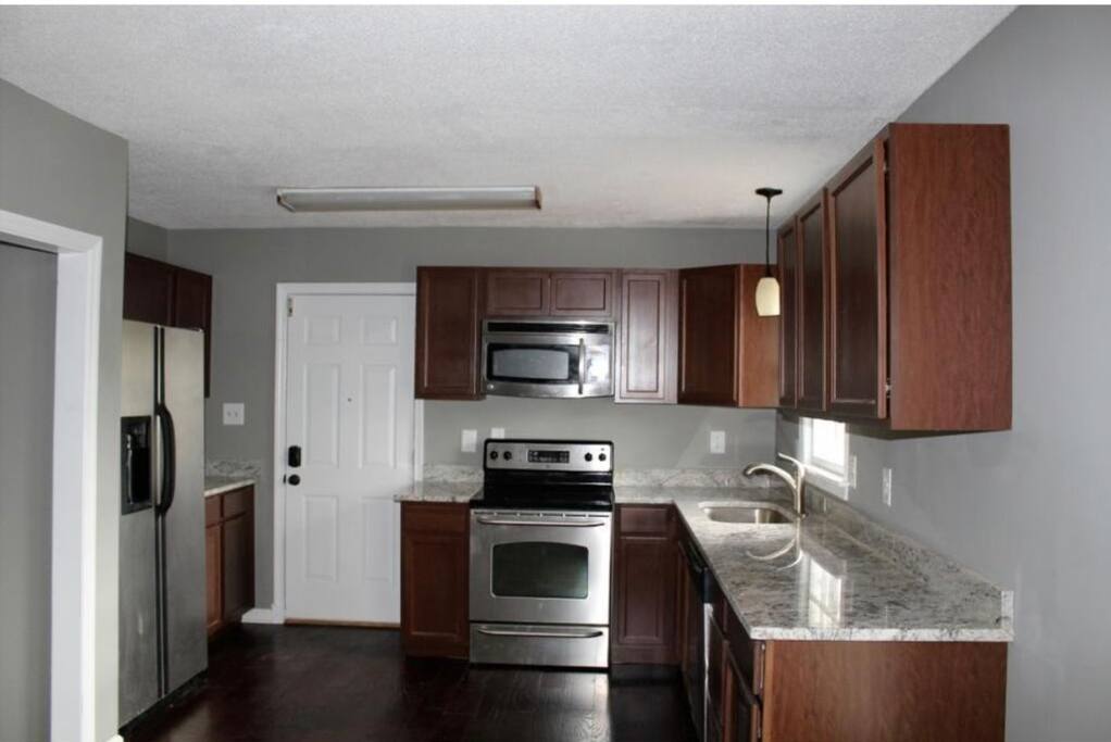 Kitchen with stainless steel appliances