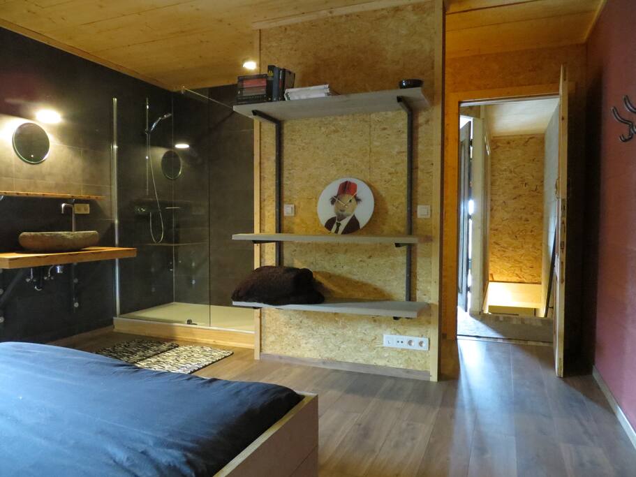 spacy bedroom with italian shower