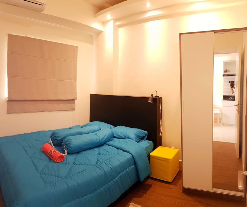 Master bedroom for two people. There are wardrobe and AC available