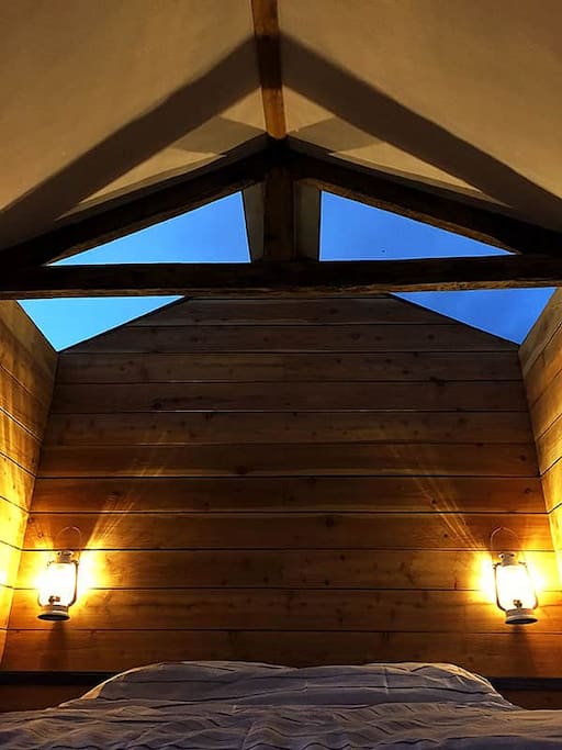 Warm lamp-lights and skylight