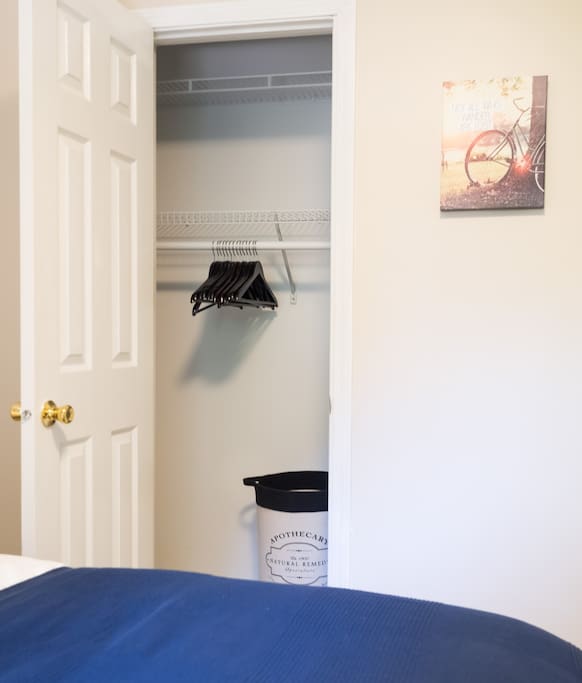 Closet extends, bed has drawers