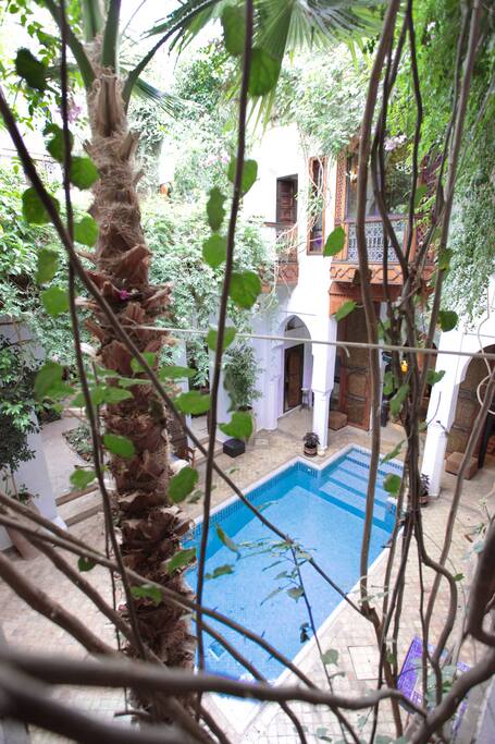 La piscine vue du premier etage du riad Lyla